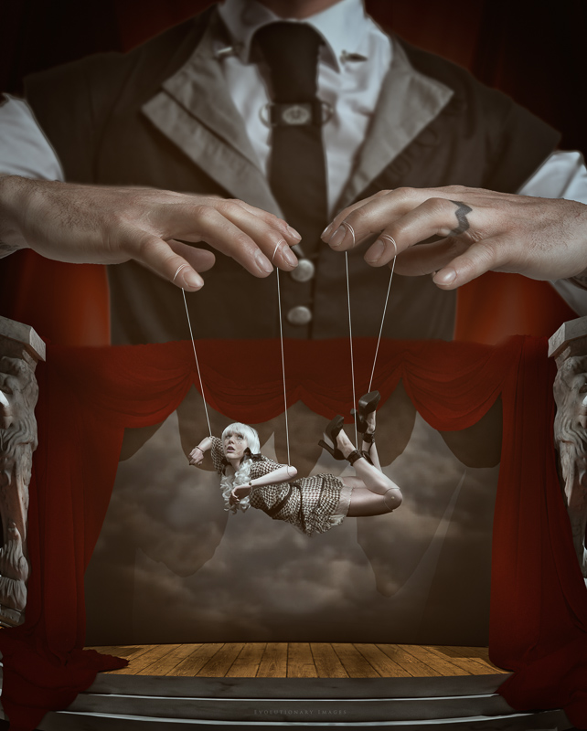 Creative puppet and master photo