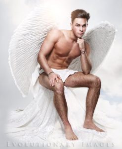 Fantasy seated male Angel